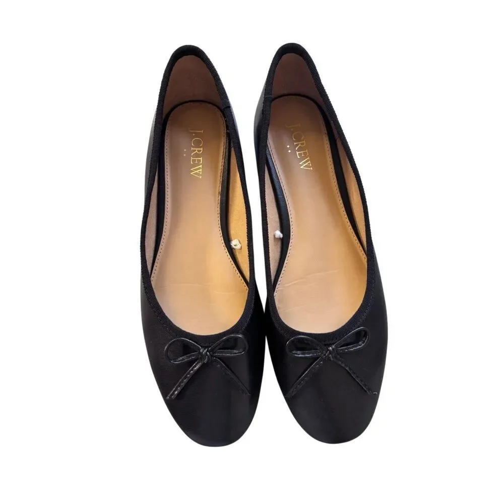 J. Crew Ballet flats black bow size 8